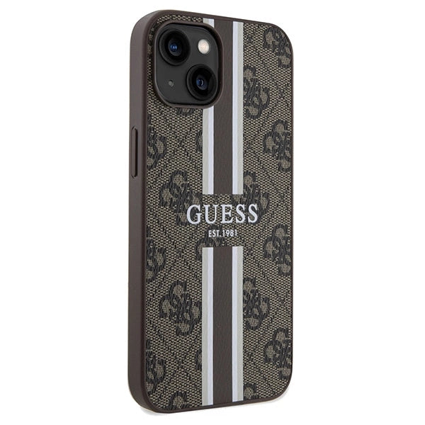 Guess 4G Printed Stripes MagSafe case for iPhone 15/14/13 - brown_3