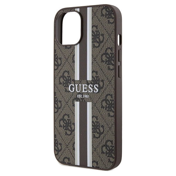 Guess 4G Printed Stripes MagSafe case for iPhone 15/14/13 - brown_5
