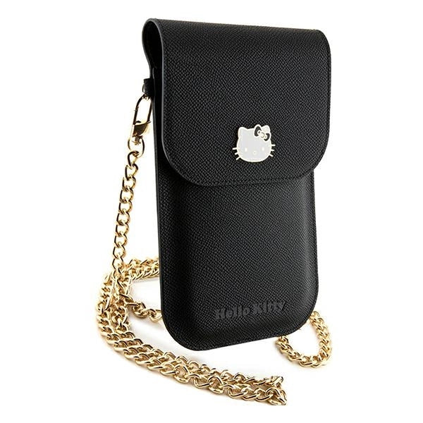 Hello Kitty Leather Metal Logo Chain bag - black_4