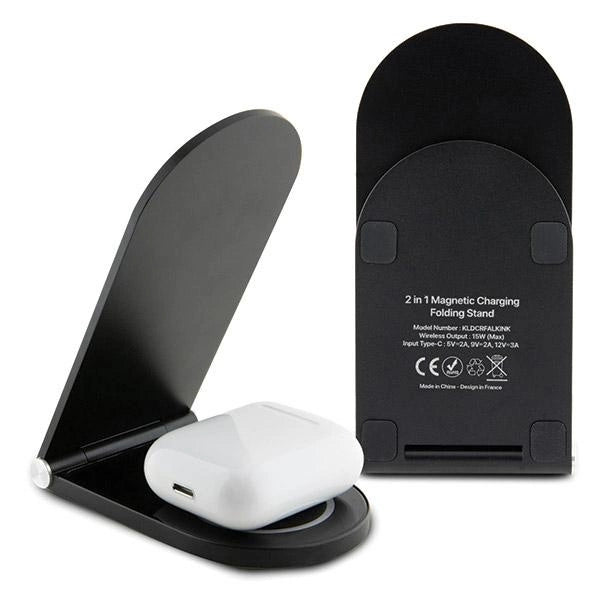 Karl Lagerfeld Ikonik MagSafe 15W inductive charger, foldable 2in1 - black_2