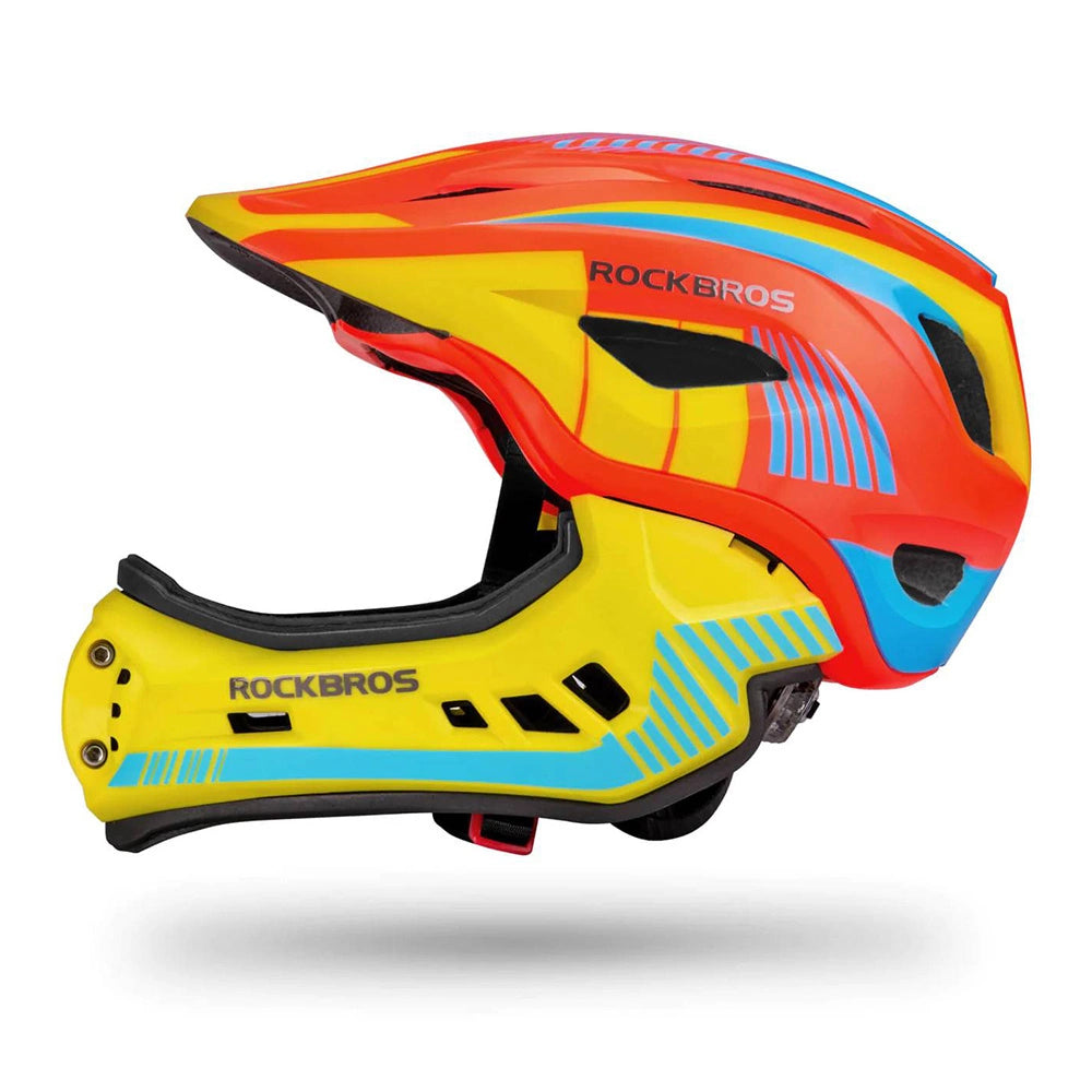 Rockbros TT-32SOYB-M children's bicycle helmet with detachable chinbar, size M - yellow-orange_2