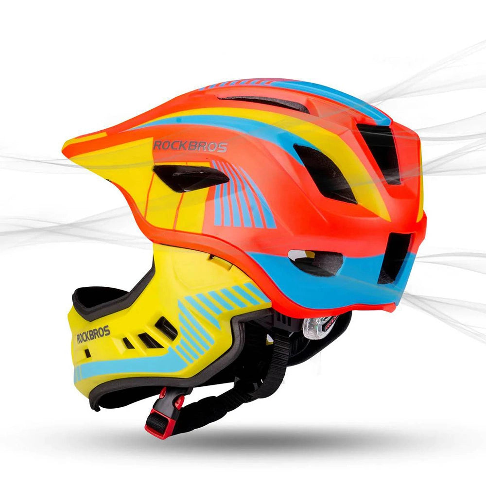 Rockbros TT-32SOYB-M children's bicycle helmet with detachable chinbar, size M - yellow-orange_4