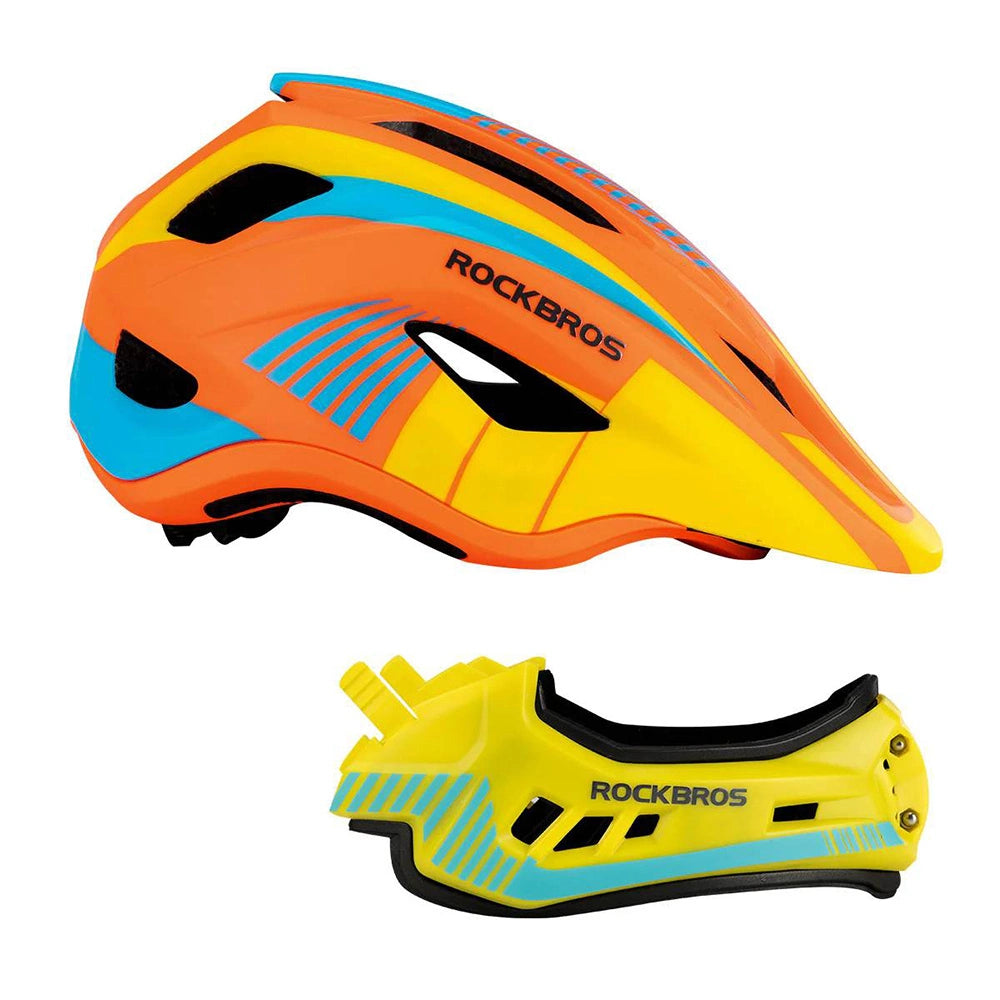 Rockbros TT-32SOYB-M children's bicycle helmet with detachable chinbar, size M - yellow-orange_5