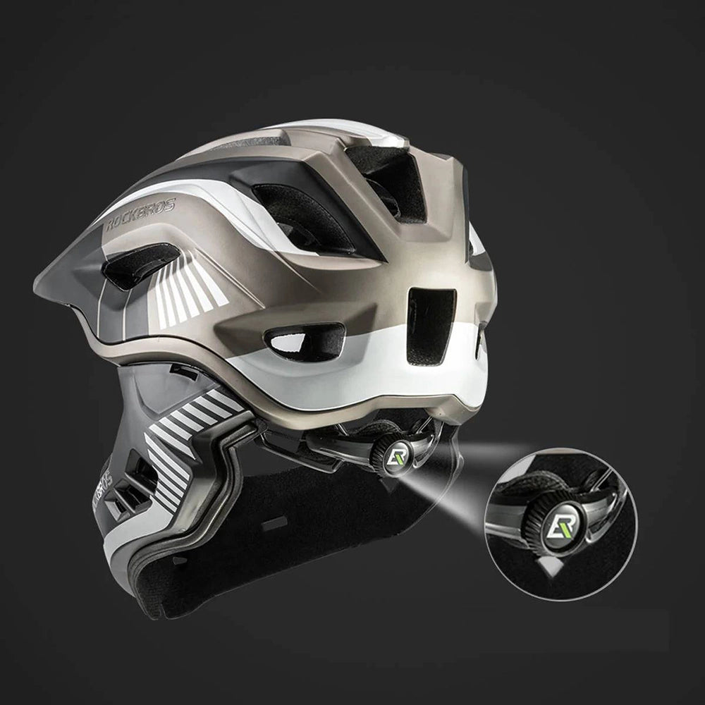 Rockbros TT-32SBTG-M children's bicycle helmet with removable chinbar, size M - gray_6