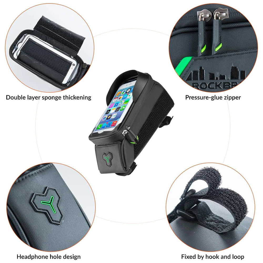 Rockbros 029-1BK bicycle bag for frame with phone cover - black_3