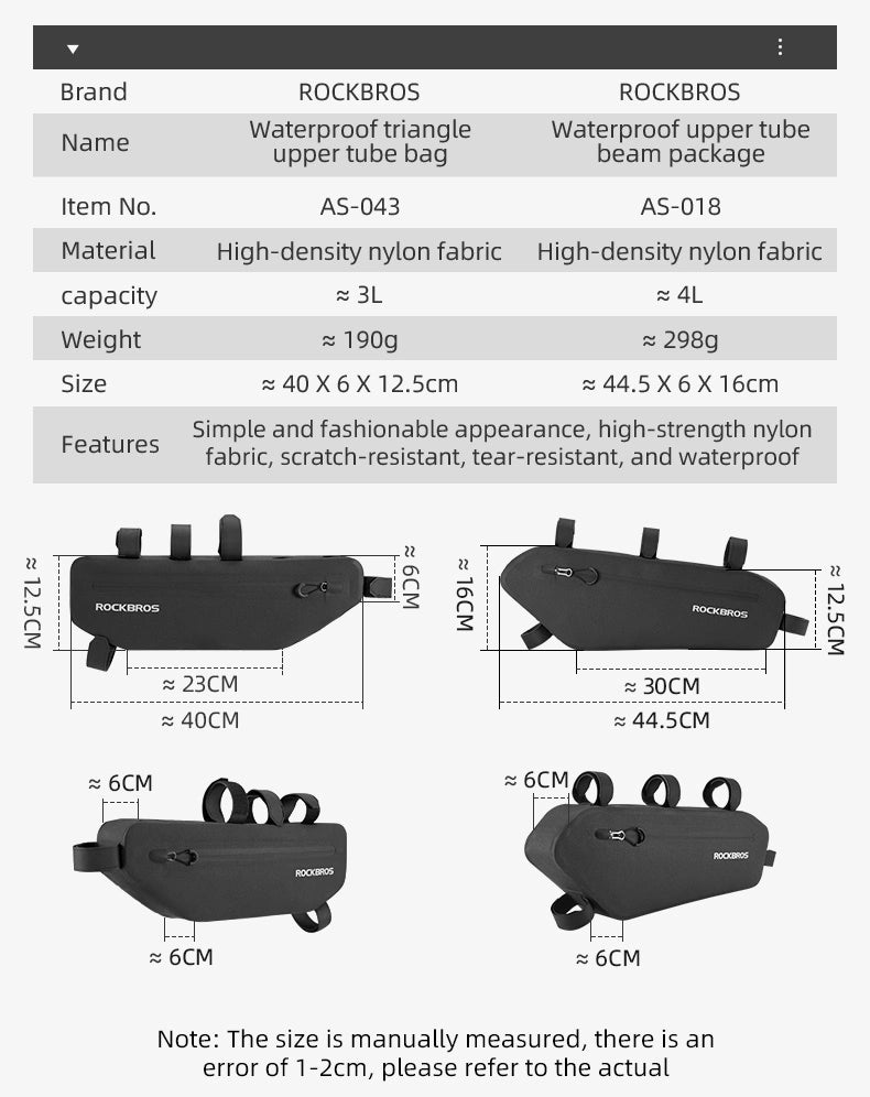 Rockbros AS-043 bicycle bag with Velcro 3l - black_2