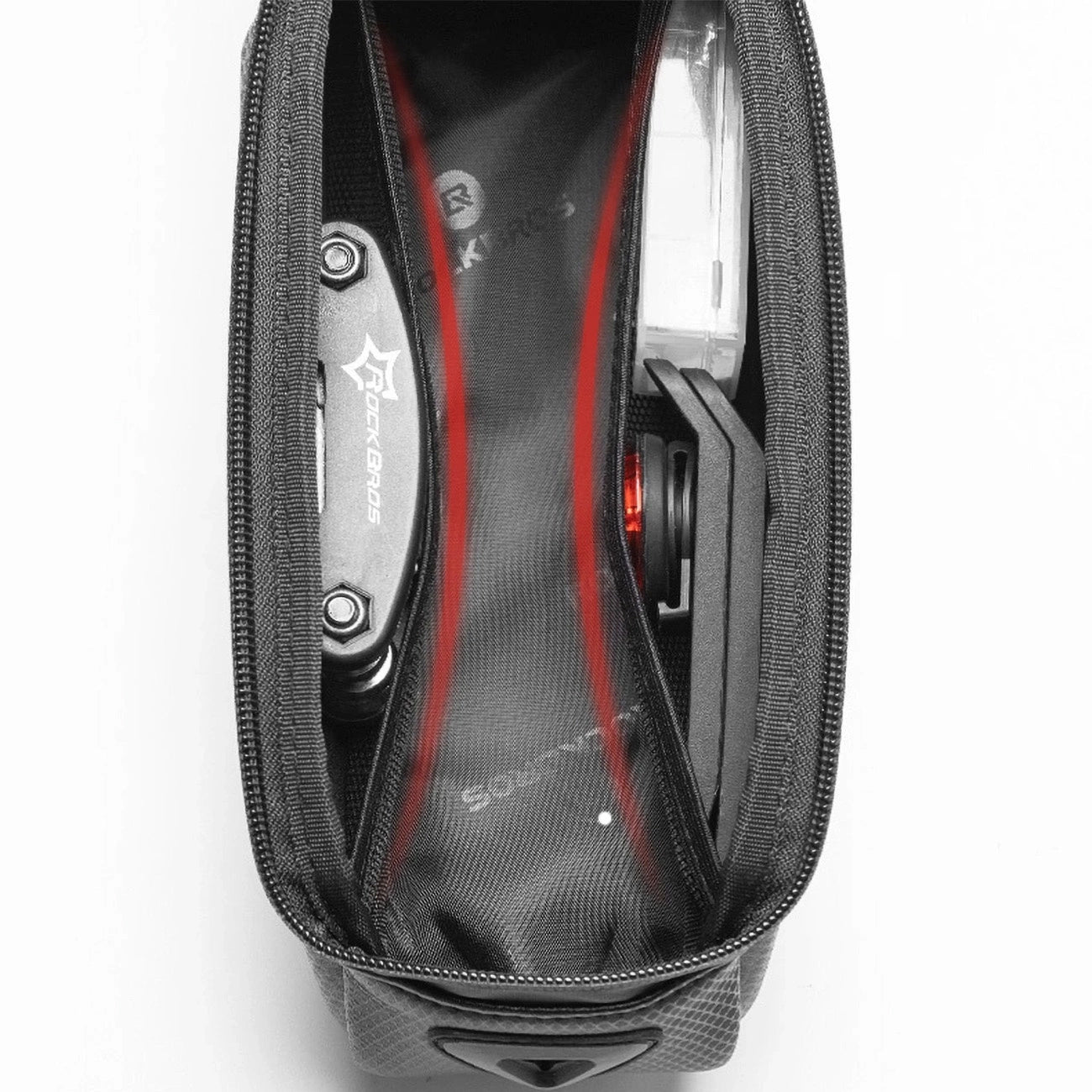 Rockbros B68 bicycle bag for armored frame with phone pocket and cover 1.7l - black_2