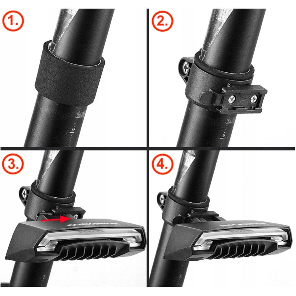 Rockbros LKWD-R1 Rear Bike Light with Laser and Remote Control + Micro USB - USB-A Cable - Black_9