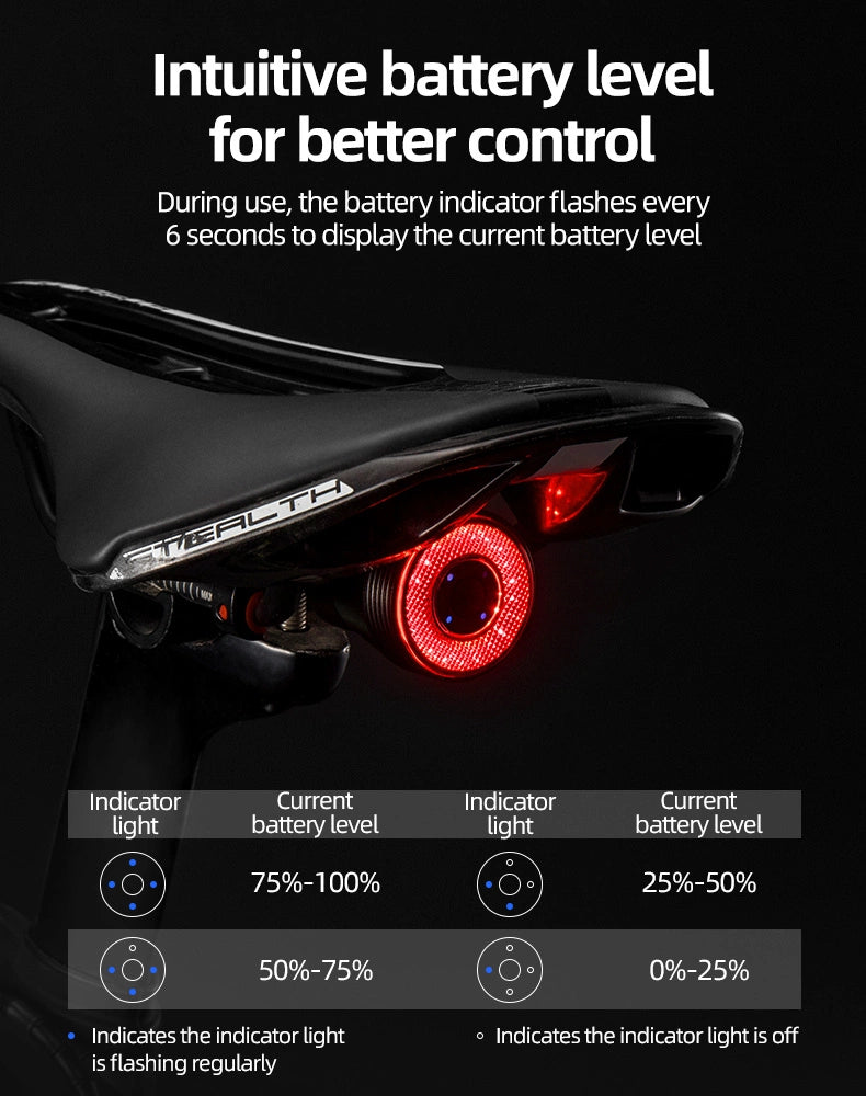 Rockbros Q5 Rear Bike Light with Intelligent Stop System - Black_15