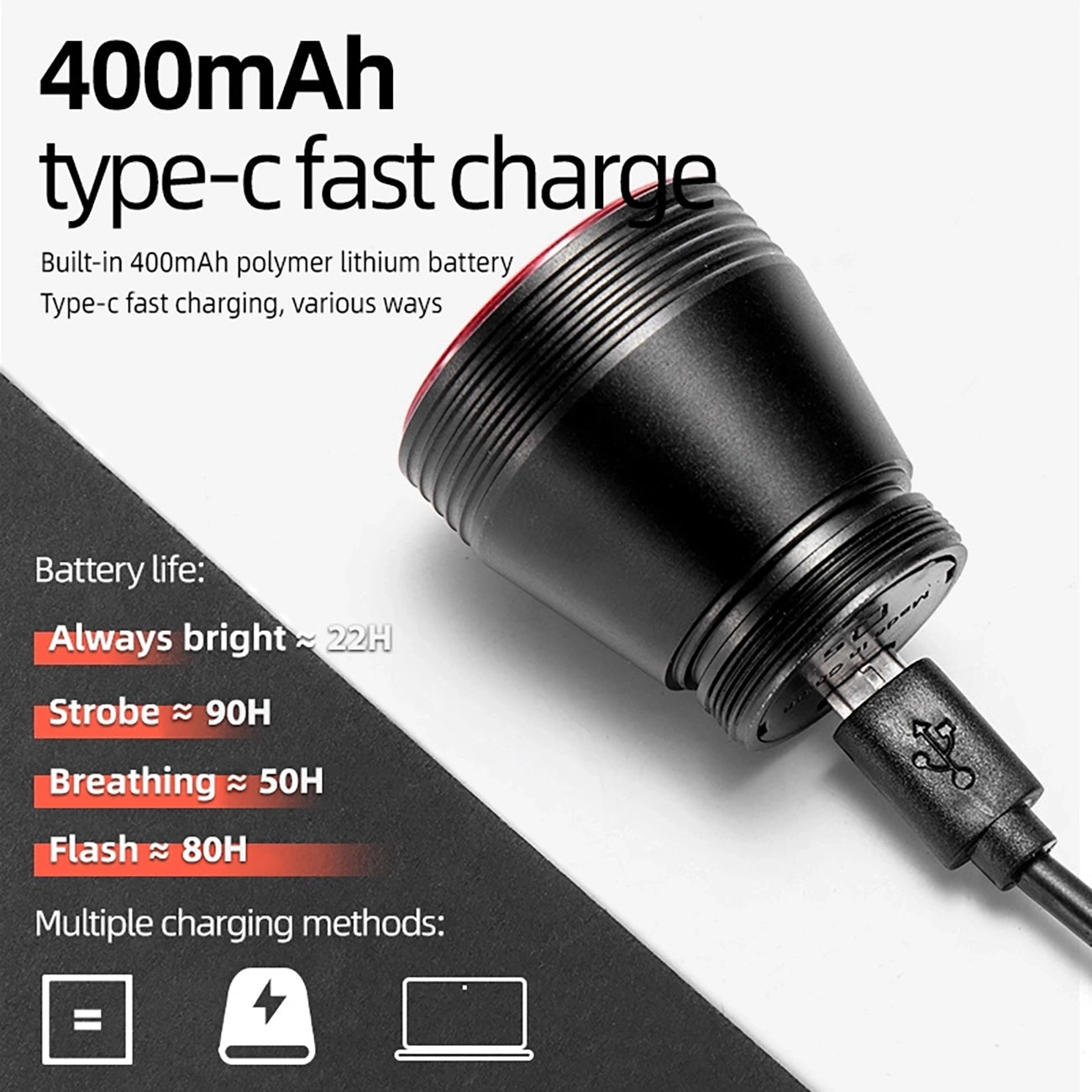 Rockbros Q5 Rear Bike Light with Intelligent Stop System - Black_6