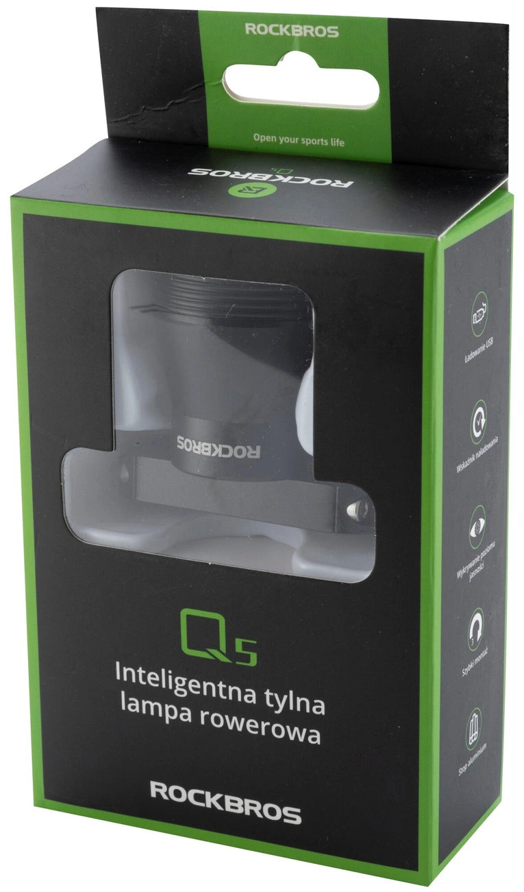 Rockbros Q5 Rear Bike Light with Intelligent Stop System - Black_4