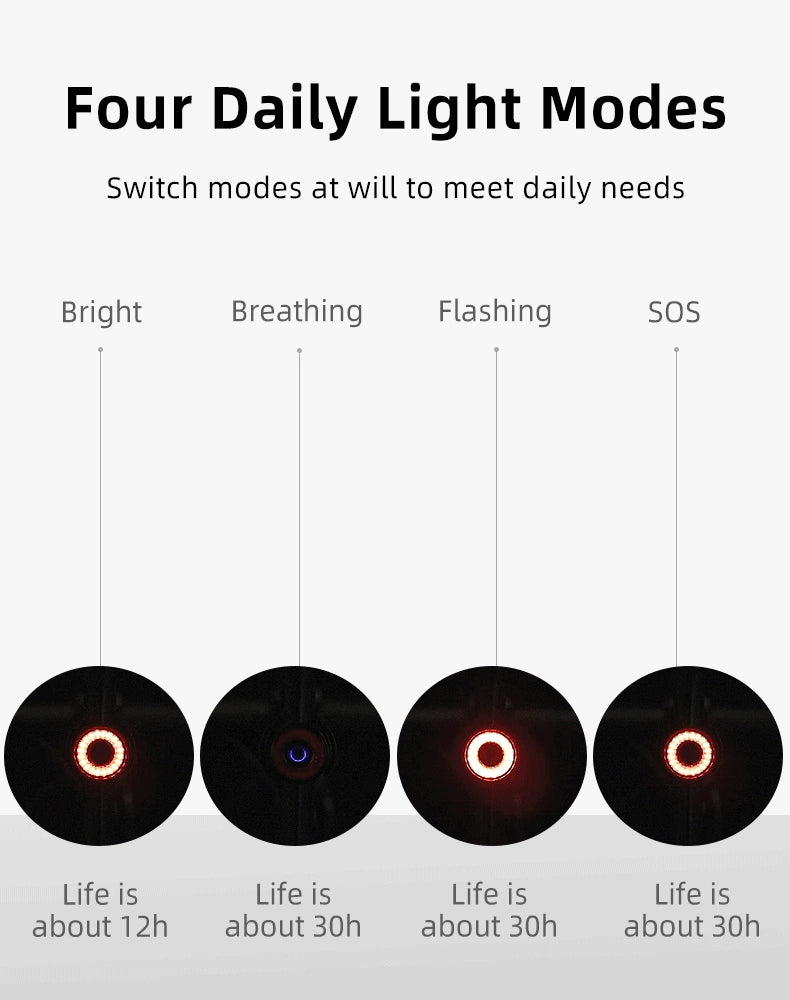 Rockbros Q3 Rear Bike Light with Smart Stop System - Black_3