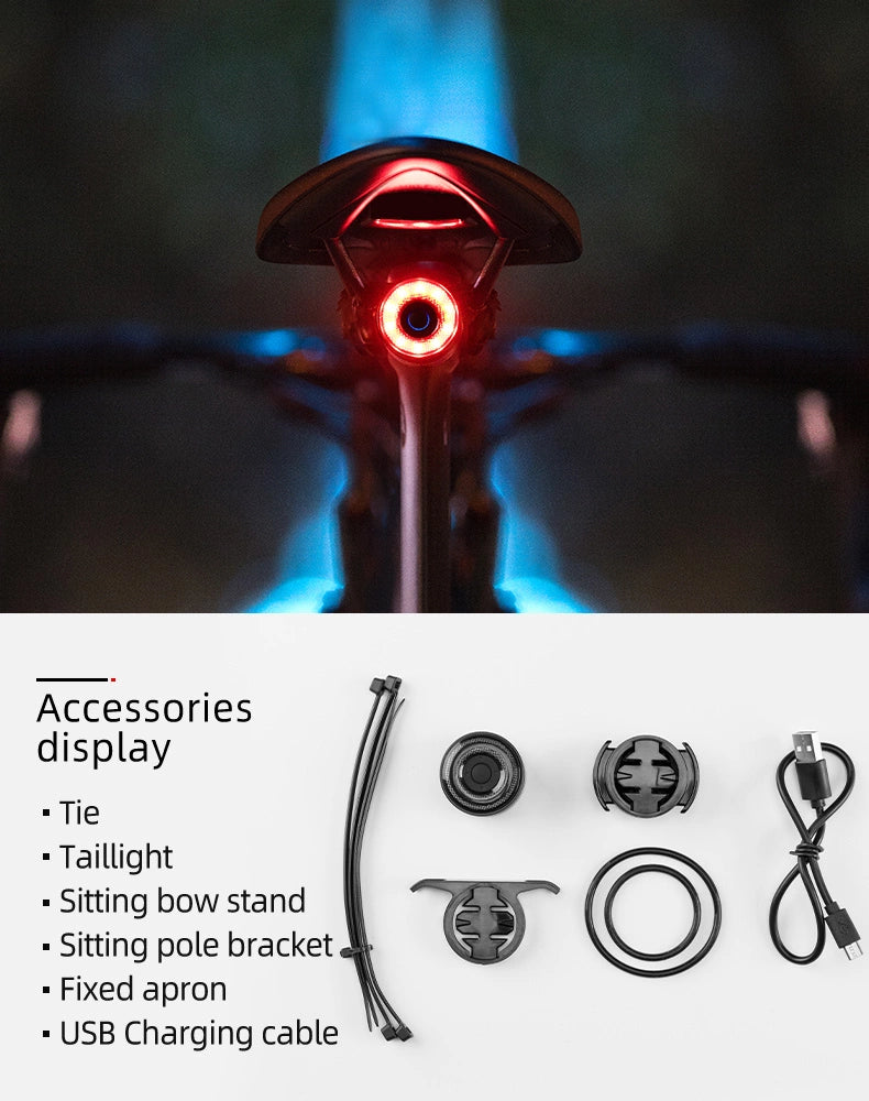 Rockbros Q3 Rear Bike Light with Smart Stop System - Black_13