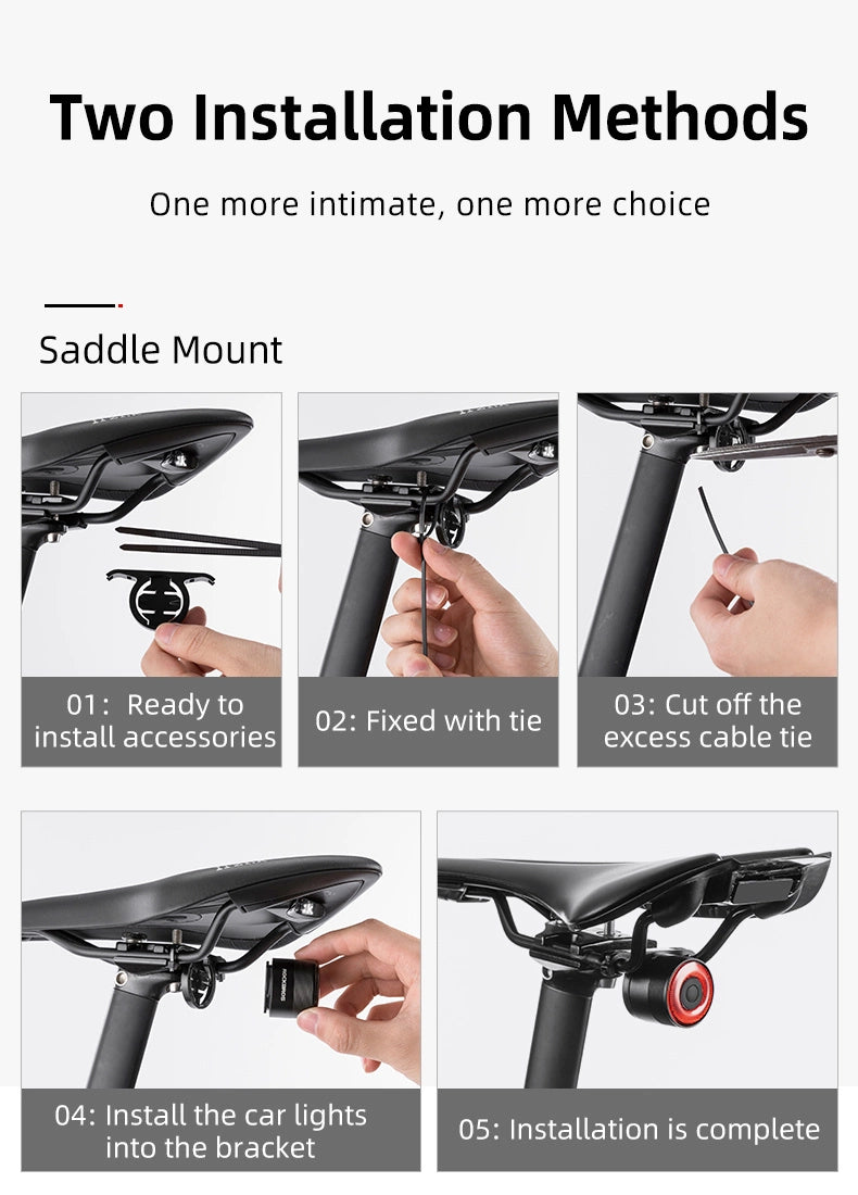 Rockbros Q3 Rear Bike Light with Smart Stop System - Black_15