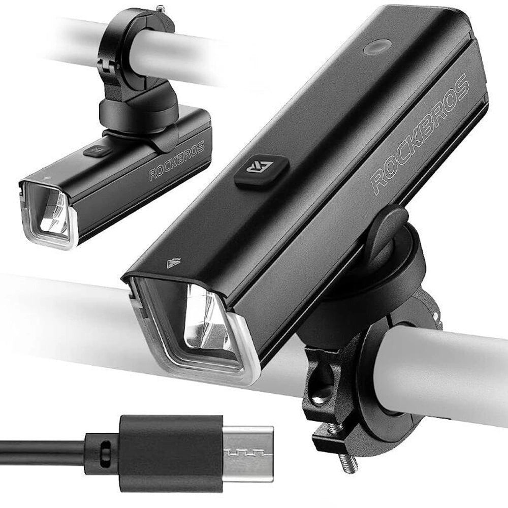 Rockbros 24610002001 front bicycle light 1000 lm + USB-C - USB-A cable - black_1