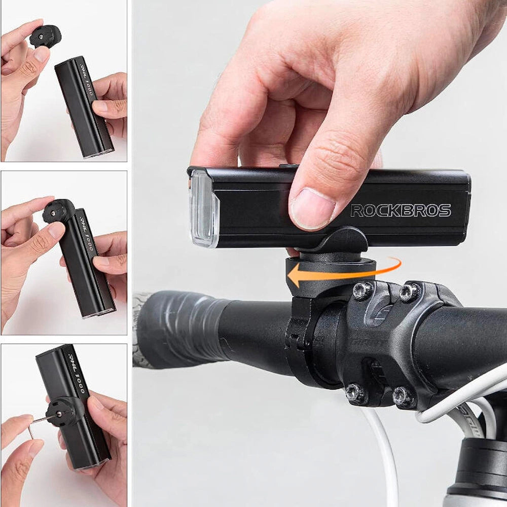 Rockbros 24610002001 front bicycle light 1000 lm + USB-C - USB-A cable - black_2
