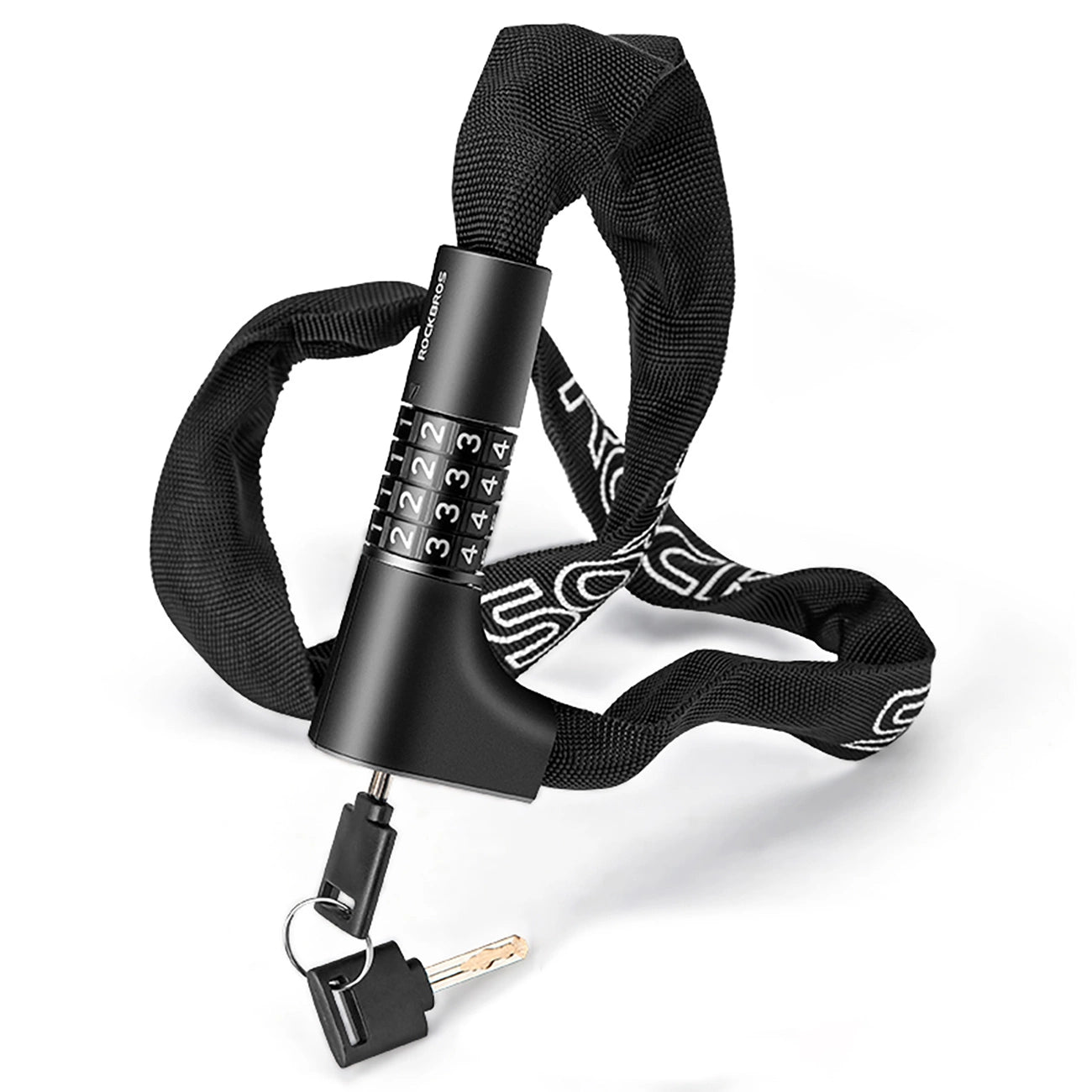 Rockbros 3230002001 bicycle lock with combination and key - black_4