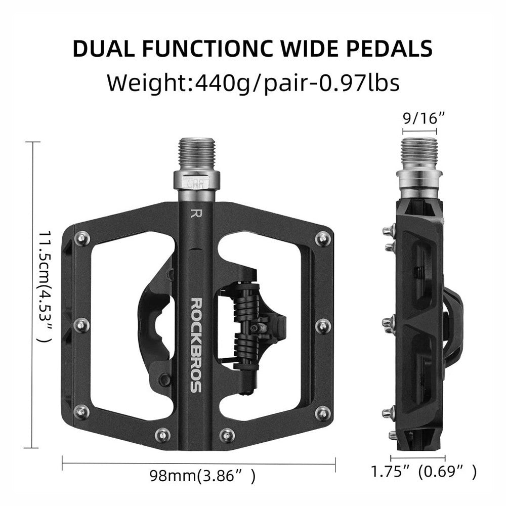 Rockbros PD15-BK Aluminum Alloy Bicycle Pedal Set - Black_4