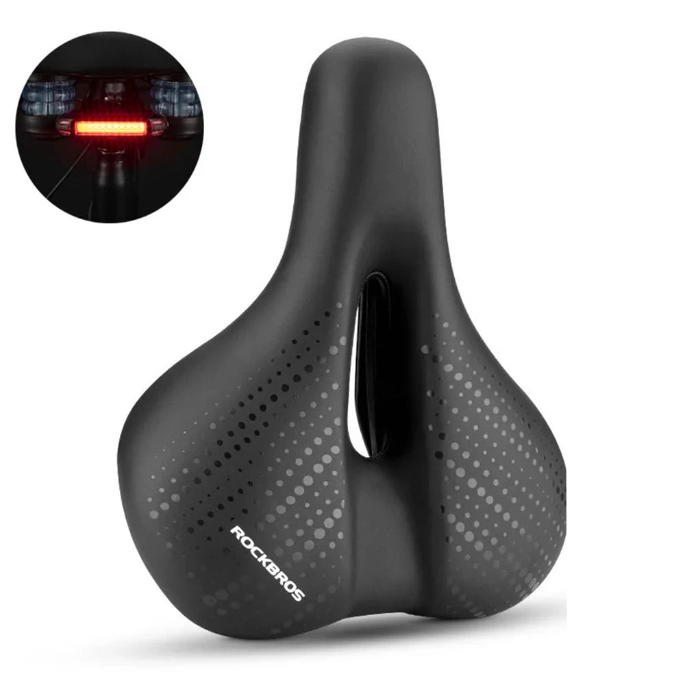 Rockbros 38218916002 MTB bicycle saddle + lamp - black_0