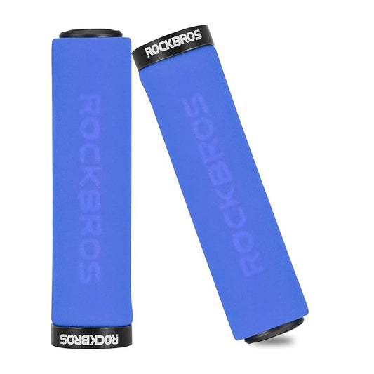 Rockbros BT1001BLBK sponge bicycle handlebar grips - blue and black_0
