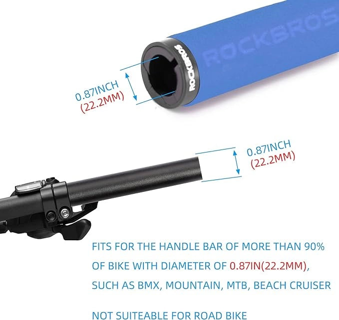 Rockbros BT1001BLBK sponge bicycle handlebar grips - blue and black_2