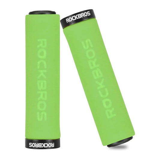 Rockbros BT1001GNBK sponge bicycle handlebar grips - green and black_0