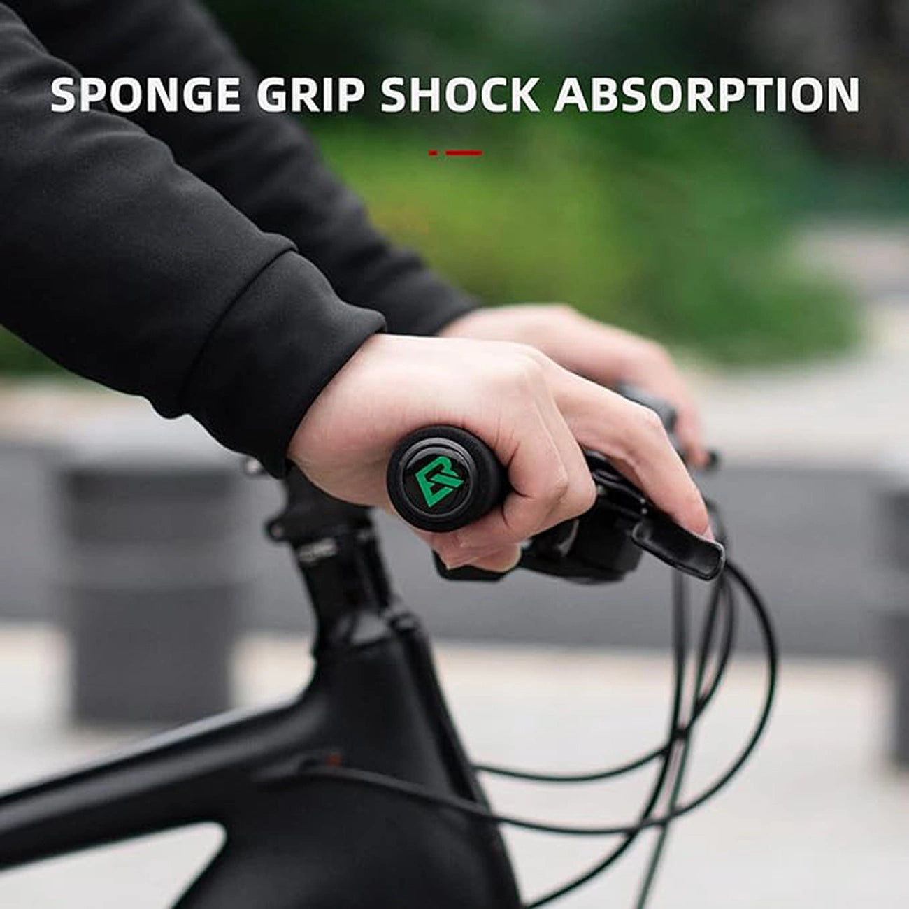 Rockbros BT1001GNBK sponge bicycle handlebar grips - green and black_6