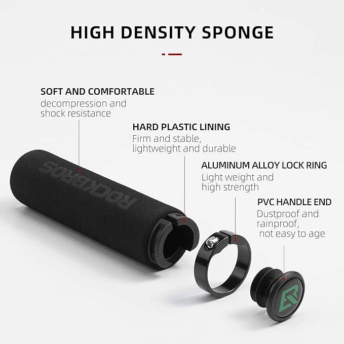 Rockbros BT1001BKBK sponge bicycle handlebar grips - black_2
