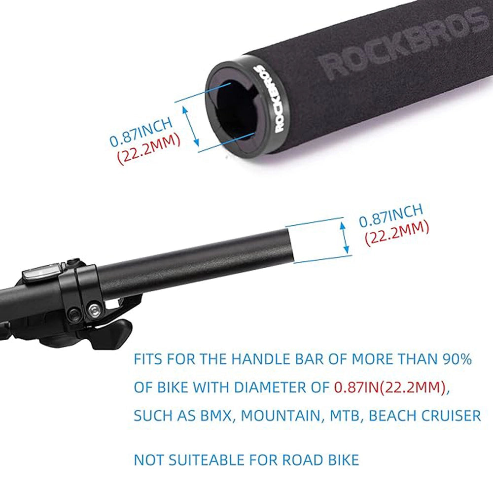 Rockbros BT1001BKBK sponge bicycle handlebar grips - black_3