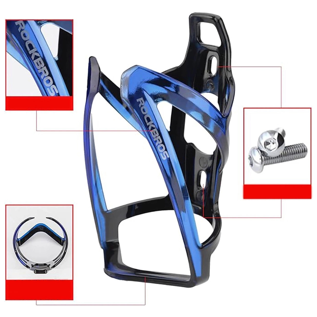 Rockbros FK338 bicycle holder for water bottle - black and blue_4