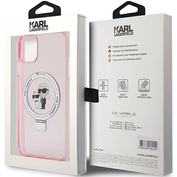 Karl Lagerfeld Ring Stand Karl&Choupette MagSafe case for iPhone 11 / Xr - pink_7