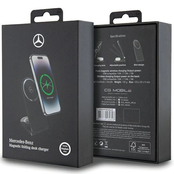 Mercedes Silver Stars MagSafe foldable 2in1 15W inductive charger - black_4