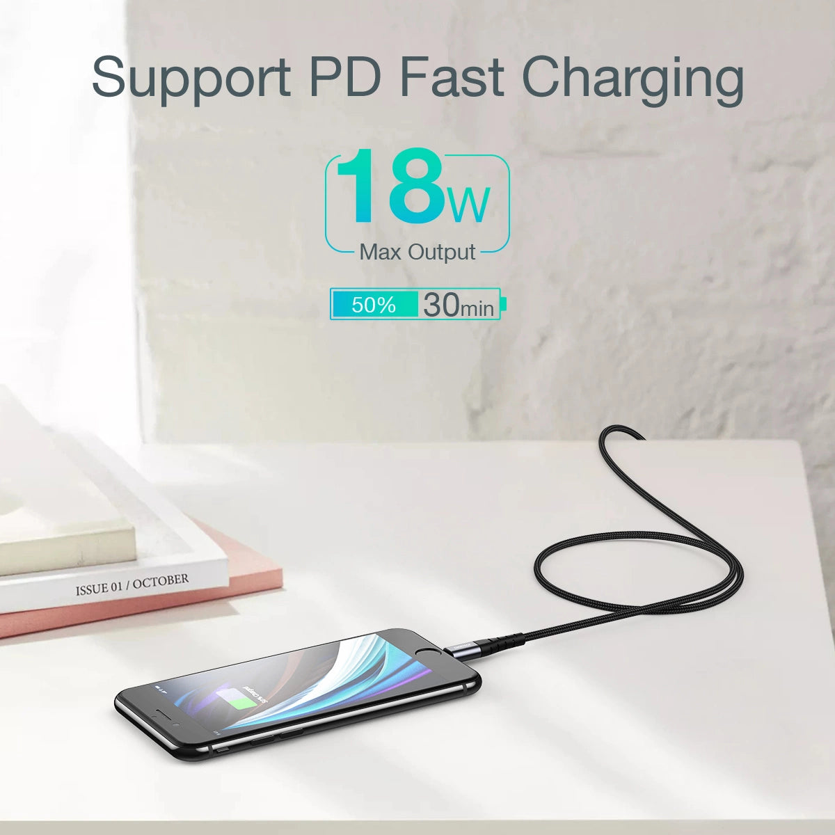 USB-C - Lightning Choetech IP0042 MFi cable 480Mb/s 3A 3m - black_2