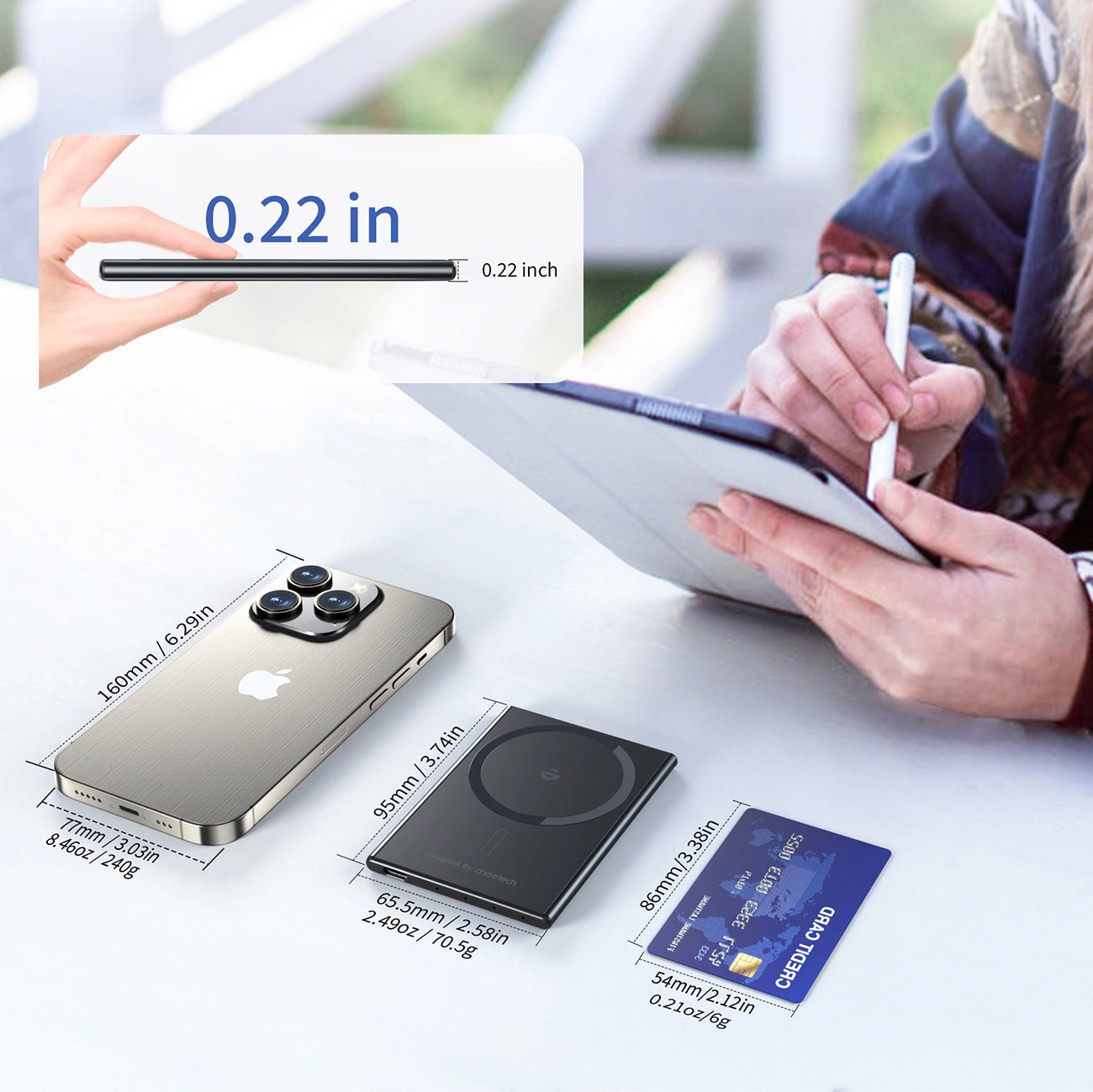 Powerbank Choetech SuperThin B708 2000mAh inductive 5W MagSafe / Qi - black_5