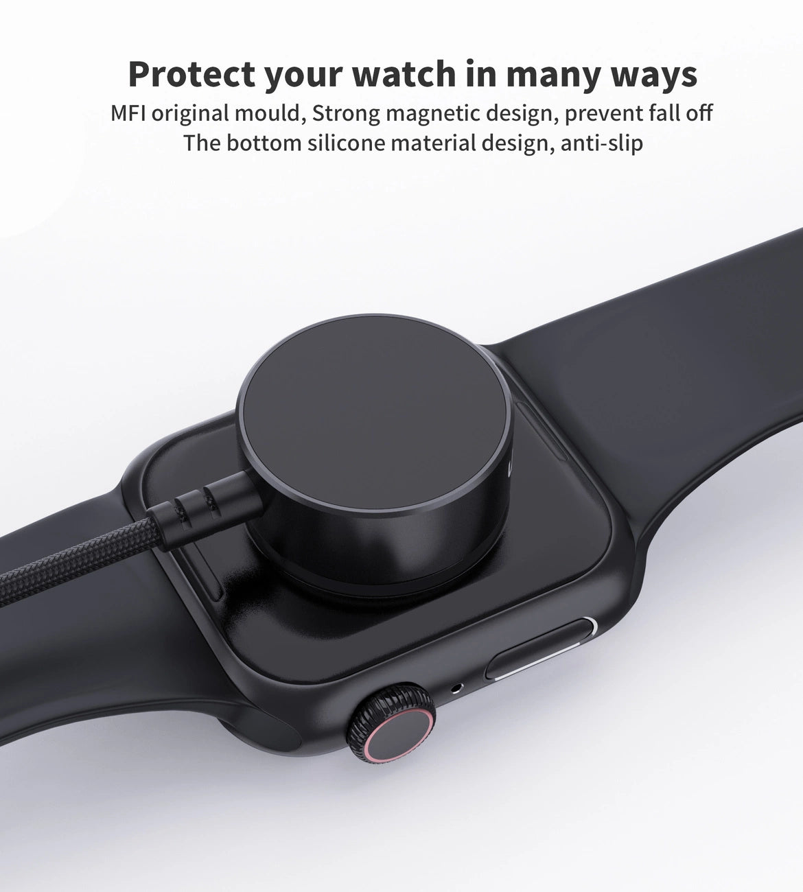 Choetech T319 MFI 5W wireless charger for Apple Watch + USB-C cable - black_4