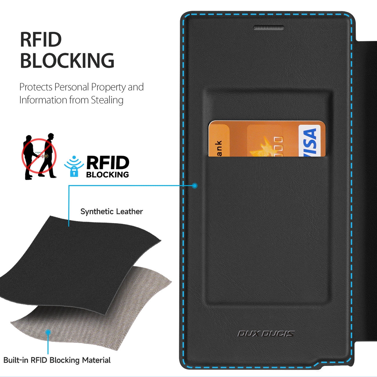 Dux Ducis Skin X Pro case with flap and magnetic ring for Samsung S24 Ultra - black_12