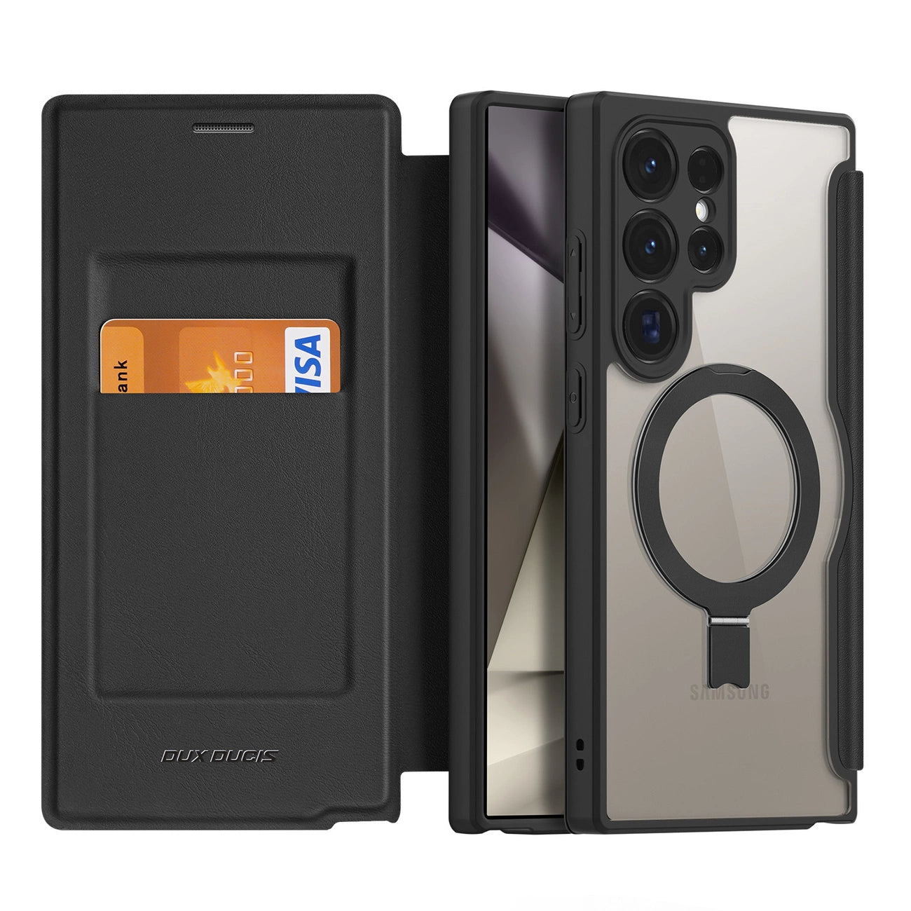 Dux Ducis Skin X Pro case with flap and magnetic ring for Samsung S24 Ultra - black_3