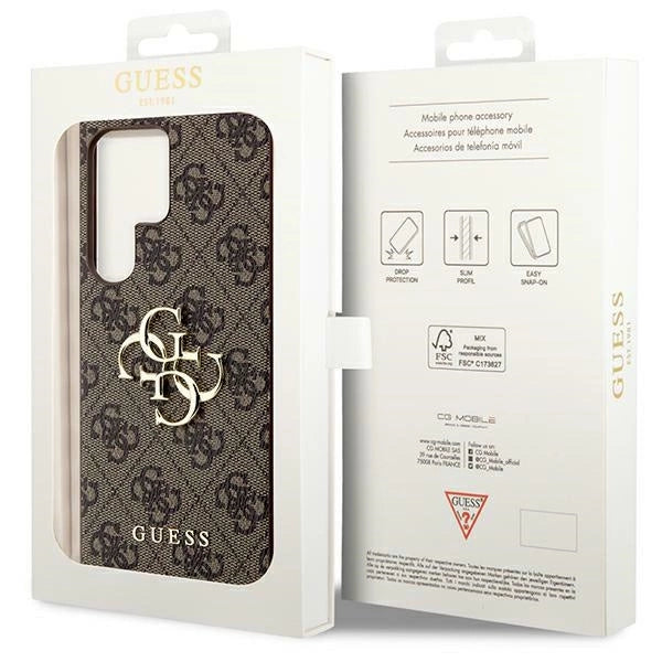 Guess 4G Big Metal Logo Case for Samsung Galaxy S24 Ultra - Brown_7