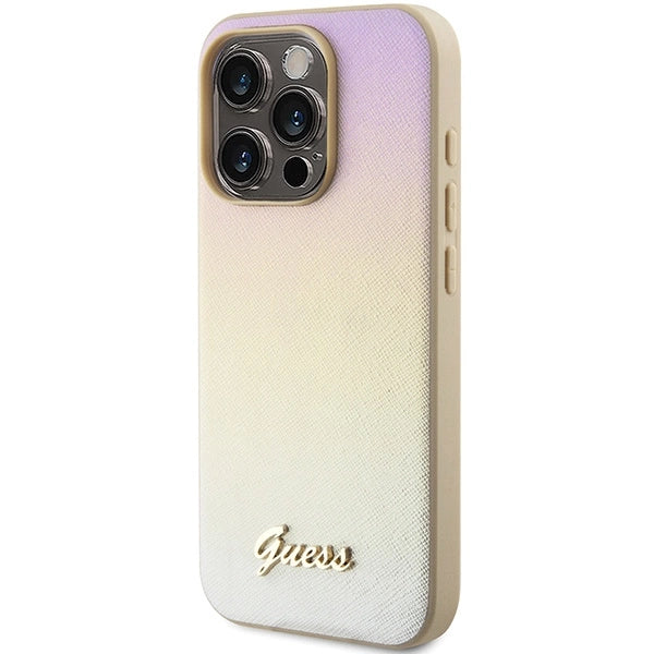 Guess Saffiano Iridescent Script case for iPhone 14 Pro - gold_1