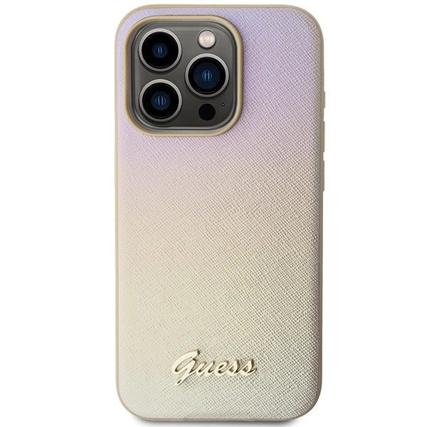 Guess Saffiano Iridescent Script case for iPhone 14 Pro - gold_2