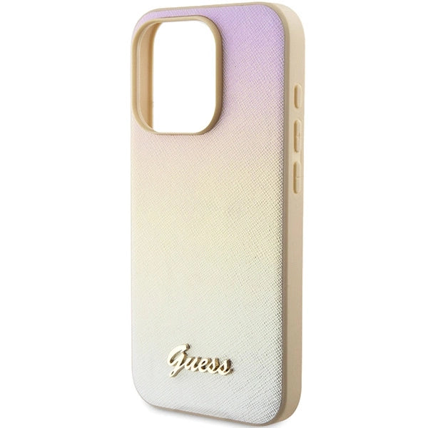 Guess Saffiano Iridescent Script case for iPhone 14 Pro - gold_5