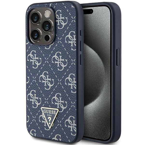 Guess 4G Triangle Metal Logo case for iPhone 15 Pro - blue_0