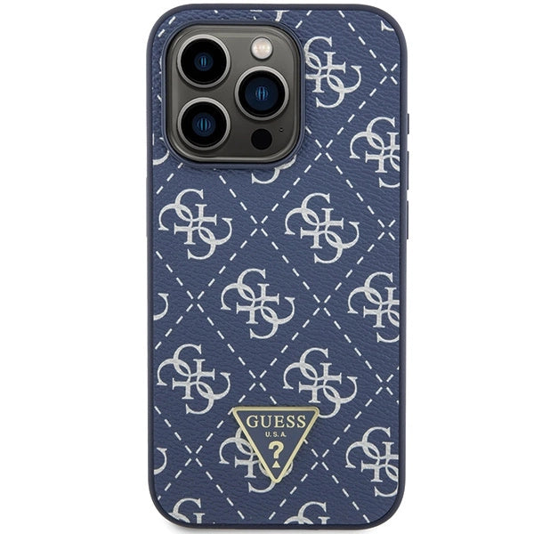Guess 4G Triangle Metal Logo case for iPhone 15 Pro - blue_2