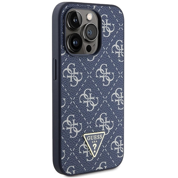 Guess 4G Triangle Metal Logo case for iPhone 15 Pro - blue_3