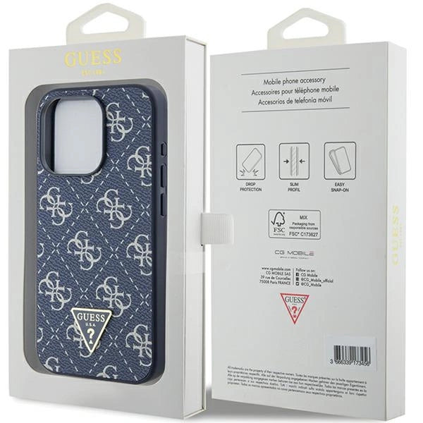 Guess 4G Triangle Metal Logo case for iPhone 15 Pro - blue_7