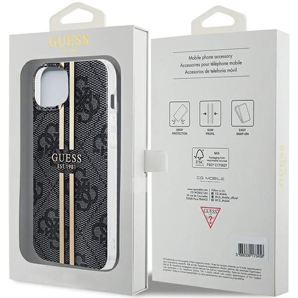 Guess IML 4G Gold Stripe case for iPhone 15 Plus / 14 Plus - black_7