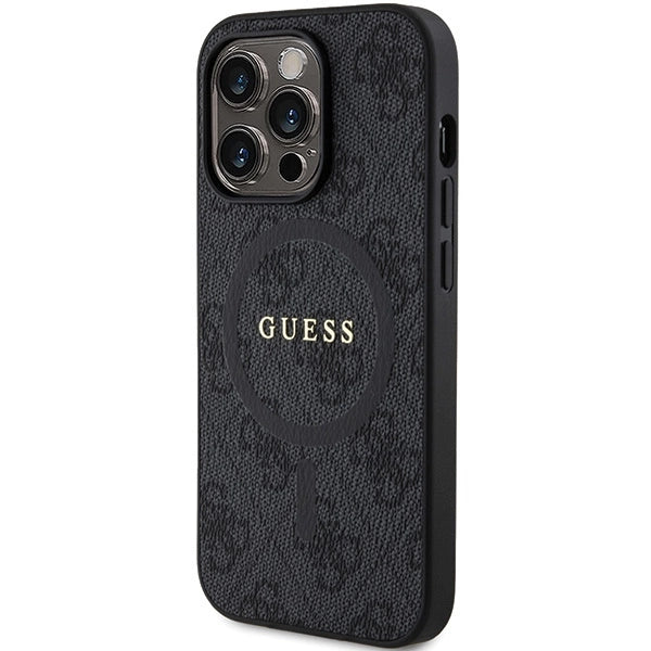 Guess 4G Collection Leather Metal Logo MagSafe Case for iPhone 14 Pro - Black_1
