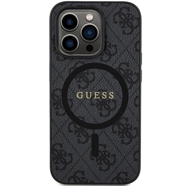 Guess 4G Collection Leather Metal Logo MagSafe Case for iPhone 14 Pro - Black_2