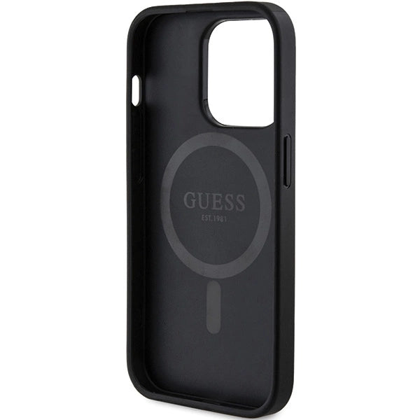Guess 4G Collection Leather Metal Logo MagSafe Case for iPhone 14 Pro - Black_6