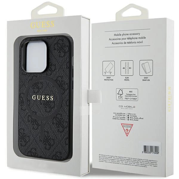 Guess 4G Collection Leather Metal Logo MagSafe Case for iPhone 14 Pro - Black_7